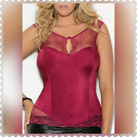 💣🆕Burgundy Stretch Satin Uniquely Detailed Top - Picture 3 of 6